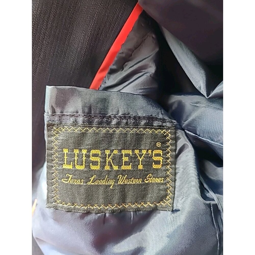 Luskey’s Men’s Western Sport Coat L Blue Wool Blend 2 Button Blazer Jacket - Picture 8 of 16